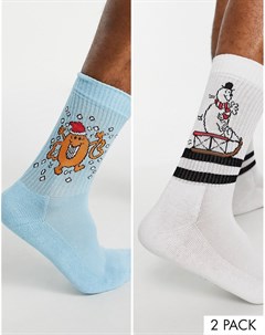 Набор из 2 пар новогодних носков Mr Men Asos design