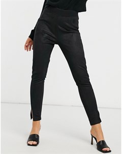 Черные брюки из искусственной замши с разрезами спереди French connection