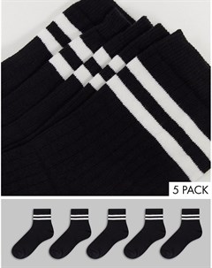 Набор из 5 пар носков с полосами в черно белой гамме French connection