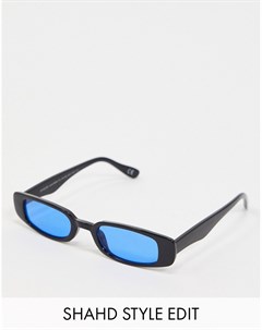 Квадратные очки в стиле 90 х с синими стеклами Asos design