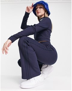 Темно синие расклешенные брюки в рубчик Retro Luxury Adidas originals