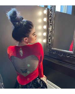 Красное бархатное боди с вырезом на спине в форме сердечка x Sophia Hadjipanteli Labelrail