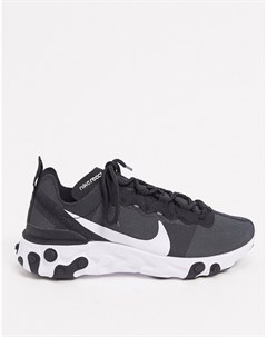 Черные кроссовки с белыми вставками react element 55 Nike