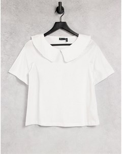 Белая футболка с отделкой на воротнике Asos design