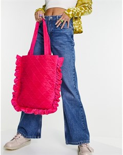 Розовая стеганая сумка тоут с оборками Sussie Skinnydip