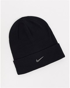 Черная шапка бини с металлическим логотипом Nike