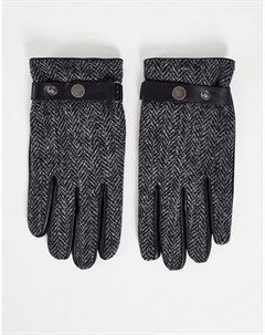 Черные перчатки из твида Harris Boardmans