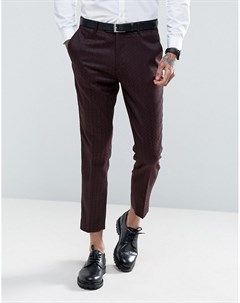 Бордовые узкие брюки укороченного кроя с геометрическим принтом Gianni feraud