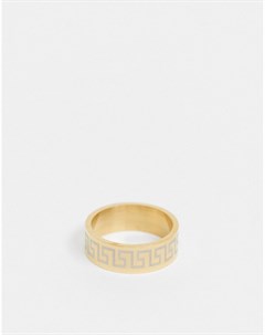 Золотистое кольцо из нержавеющей стали с извилистым дизайном Topman