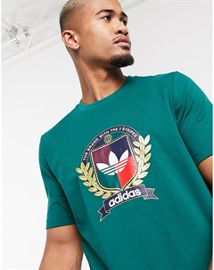 Зеленая футболка с эмблемой в университетском стиле Adidas originals