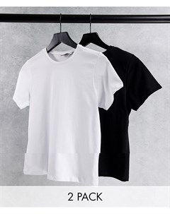 Набор из 2 футболок из органического хлопка черного и белого цвета с круглым вырезом Скидка Asos design