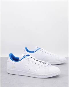 Белые кроссовки с синей отделкой Stan Smith Adidas originals