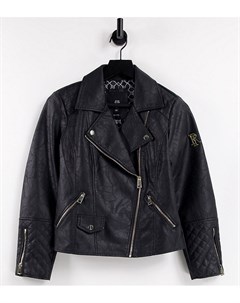 Черная фирменная куртка из искусственной кожи River island petite