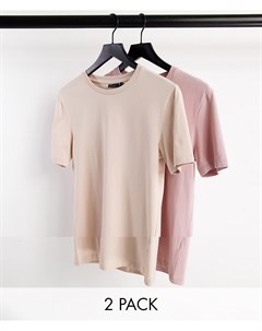 Комплект из 2 облегающих футболок из органического хлопка с круглым вырезом Asos design