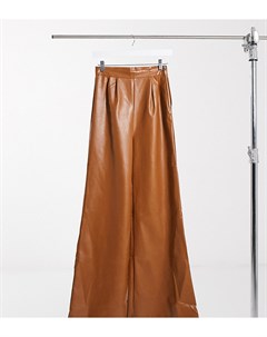 Коричневые широкие брюки из искусственной кожи Naanaa tall