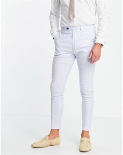Cупероблегающие брюки пастельно синего цвета из смеси хлопка и льна Wedding Asos design