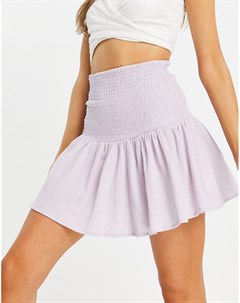 Сиреневая мини юбка с присборенной талией Asos design