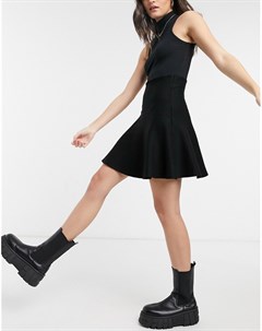 Трикотажная расклешенная юбка черного цвета New look