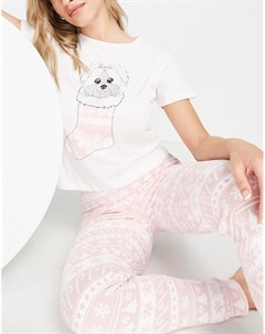 Бело розовая пижама с узором Фэйр Айл Brave soul