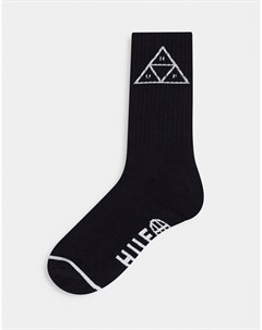 Черные носки обычной длины с рисунком в виде трех треугольников Huf
