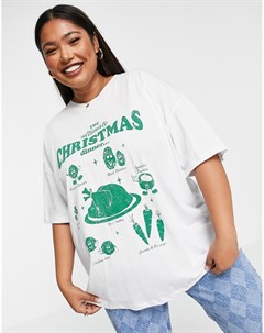 Белая новогодняя oversized футболка с принтом Ultimate Christmas Dinner Asos design