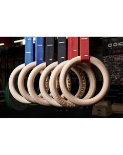 Кольца гимнастические деревянные D32мм комплект красные стропы Yousteel