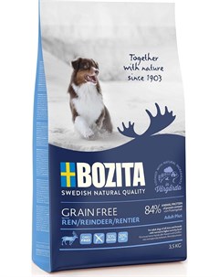 Сухой корм Grain Free Reindeer 30 20 для взрослых собак c нормальным и повышенным уровнем активности Bozita