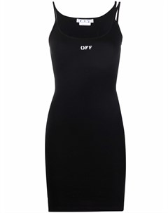 Платье мини в рубчик с логотипом Off Off-white