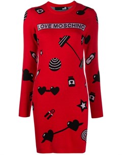 Жаккардовое платье с принтом Love moschino