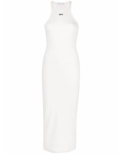 Платье в рубчик с логотипом Off-white