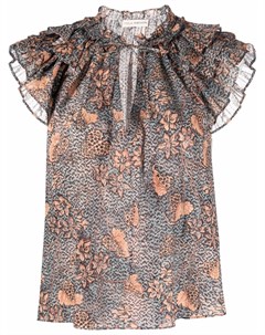 Блузка с оборками и абстрактным принтом Ulla johnson