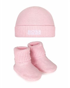 Комплект из шапки бини и пинеток с вышитым логотипом Boss kidswear