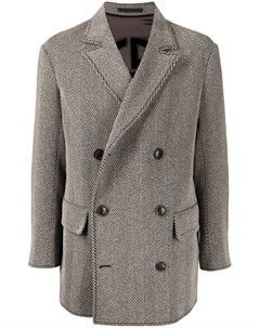 Двубортное пальто с узором в елочку Giorgio armani