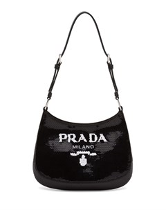 Черная сумка в пайетках с логотипом Cleo Prada