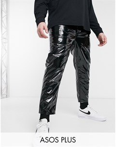 Неэластичные классические джинсы черного цвета из искусственной кожи Plus Asos design