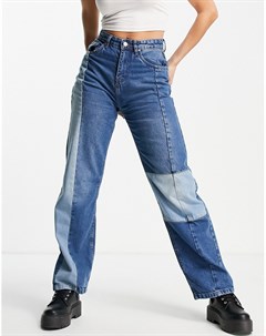 Голубые джинсы в стиле 90 х с накладками Urban bliss