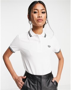 Белая футболка поло с отделкой двойным кантом Fred perry