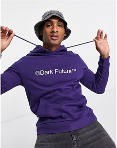 Худи звездного темно фиолетового цвета с принтом логотипа на груди ASOS Dark Future Asos design