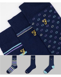 Подарочный набор из 3 пар носков темно синего цвета Shenley Farah
