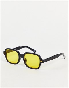 Солнцезащитные очки в квадратной оправе черного цвета с желтыми стеклами Asos design