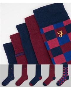 Набор из 5 пар бордовых носков Asthorpe Farah