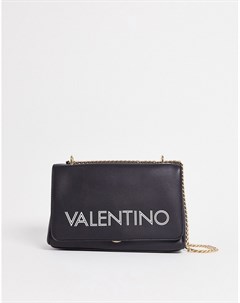 Черная сумка через плечо с ремешком цепочкой Valentino bags