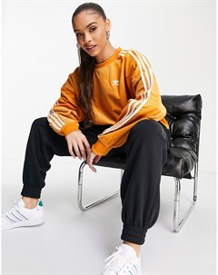 Оранжевый вельветовый свитшот с тремя полосками Adidas originals