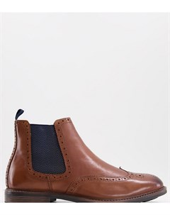 Кожаные ботинки челси светло коричневого цвета для широкой стопы Silver street