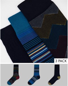 Набор из 3 пар носков темно синего цвета в подарочной упаковке Navpack Ted baker london
