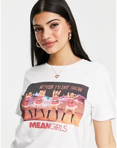 Новогодняя футболка с принтом Mean Girls белого цвета Christmas Asos design