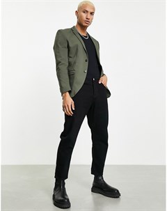 Зеленый атласный приталенный пиджак Premium Jack & jones