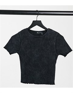 Укороченная футболка с волнистыми краями черного выбеленного цвета ASOS DESIGN Tall Asos tall