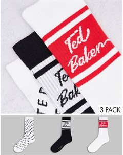 Комплект из 3 пар спортивных белых носков в подарочной упаковке Radpack Ted baker london