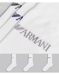 Набор из 3 пар носков белого цвета с логотипом надписью Emporio armani bodywear